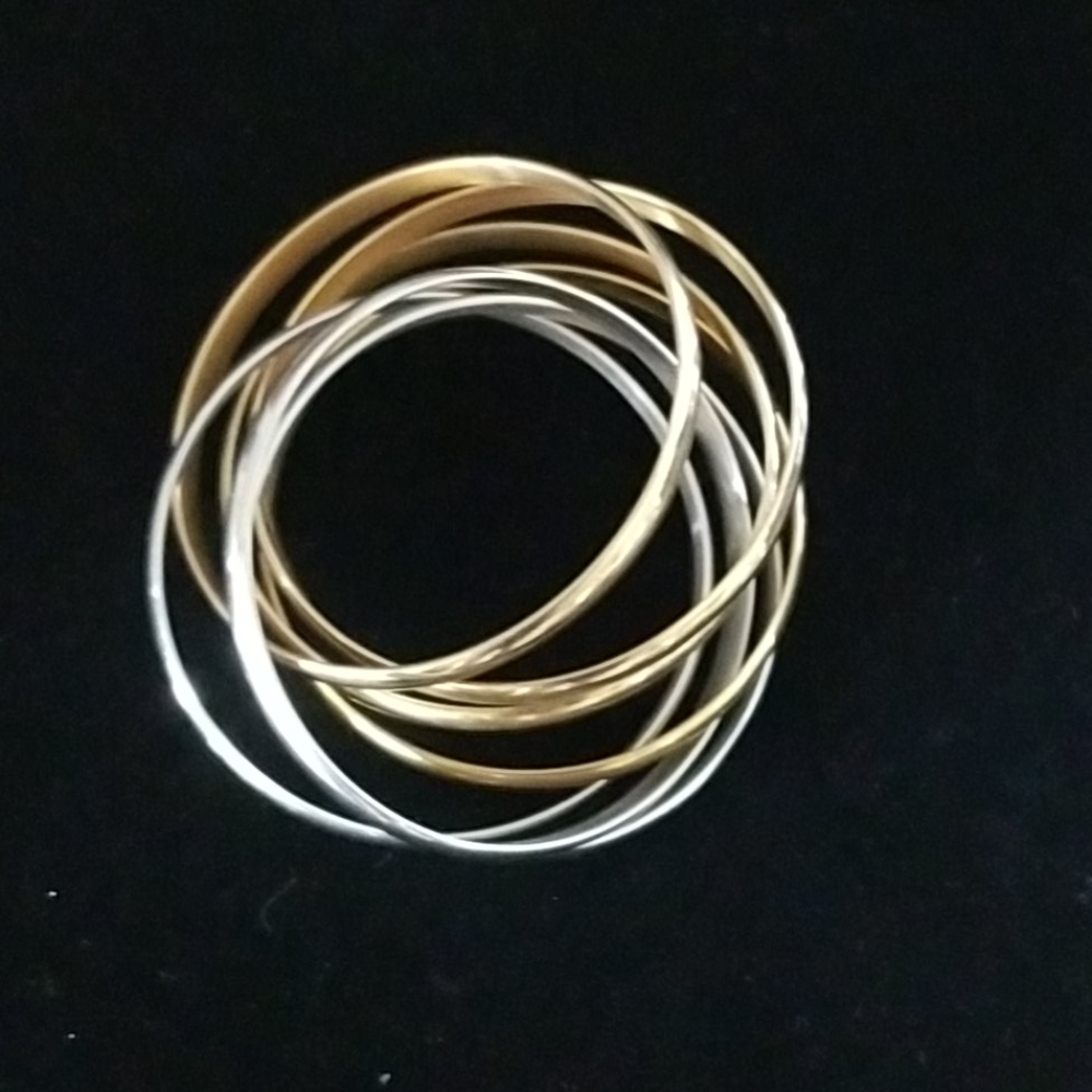Bangle bracelet stainless silver and gold